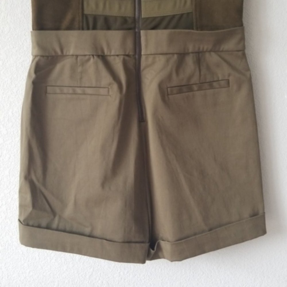 NWT {Alice + Olivia} Olive Lamb Leather Top Romper - Picture 7 of 8